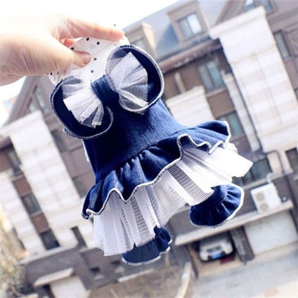 Pet Dog Jumpsuits Overalls Puppy Dress Style 100%Cotton Clothes For Small Dogs Lace Bow Hoodies Spring/Autumn Chihuahua Poodle 210401