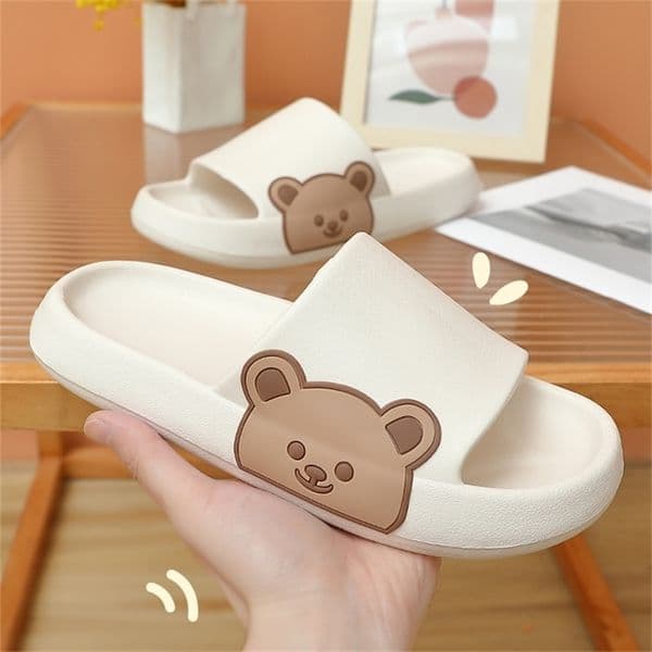 Summer Women Men Slippers Sandals Beach Slides Flip Flops Cartoon Bear Thick Sole Boys Girl Unisex Bathroom Shoes Zapatillas 220429