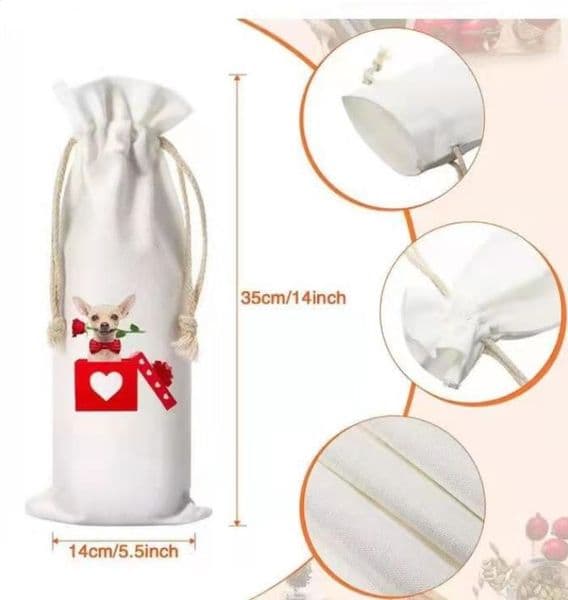 Party Favor Wine Bottle Bag with Drawstring Sublimation Blank Wine Polyester Heat Transfer DIY for Christmas Wholesale SN4382