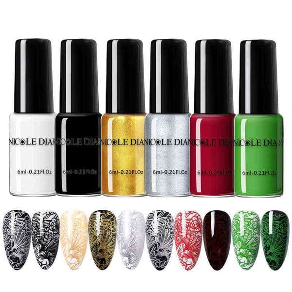 Nail Gel Toy Nicole Diary Stamping Polish Black White Gold Silver Art Printing Varnish Diy Design for Plate s Lacquers 0328
