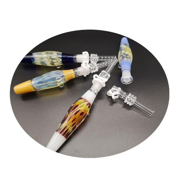 DPGSH013 Smoking 5.2 inch silver fumed Glass Collector Kit NC Straw with 10mm quartz tip and plastic clip