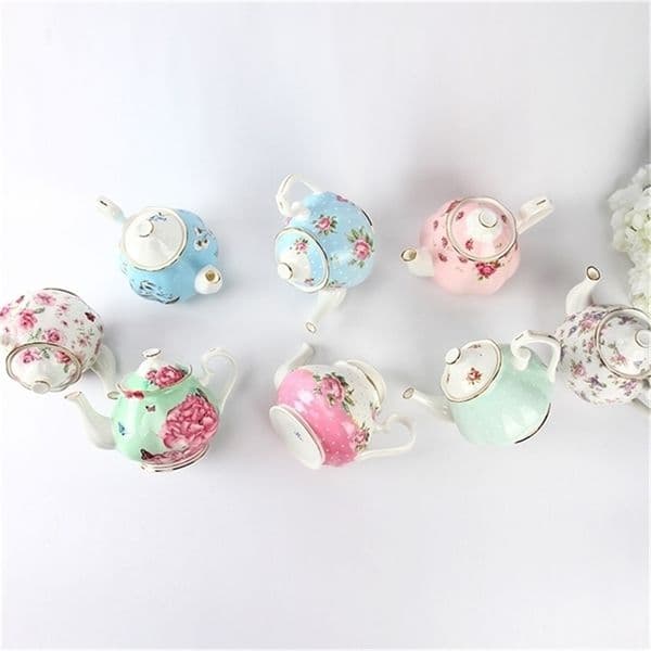 1000ML real bone china tea pot creative floral elegant painting teapot ceramic for serving coffee kettle for household gift 210408
