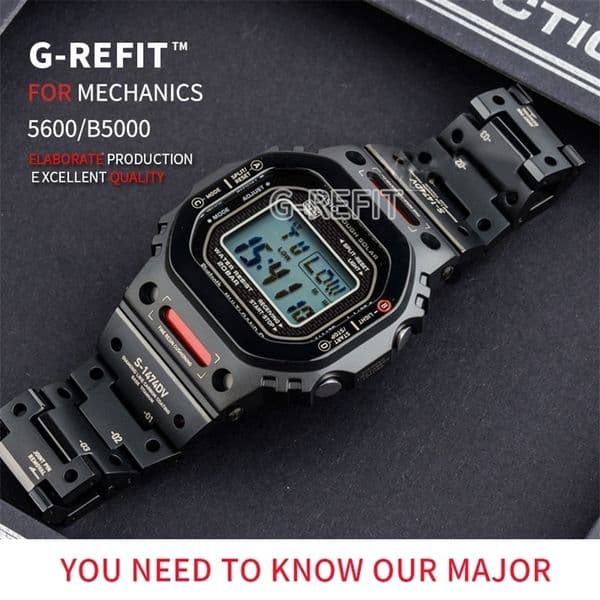 GRefit DW5600 GWB5600 Alloy Bezel Strap Mechanical Style Robot Watchbands GB5600 GMWB5000 Metal Case MechWarrior 220706