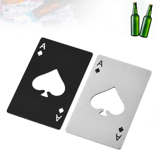 500pcs Stainless Steel Opener Playing Poker Card Ace Heart Shaped Soda Beer Red Wine Cap Can Bottle Opener Bar Tool Openers