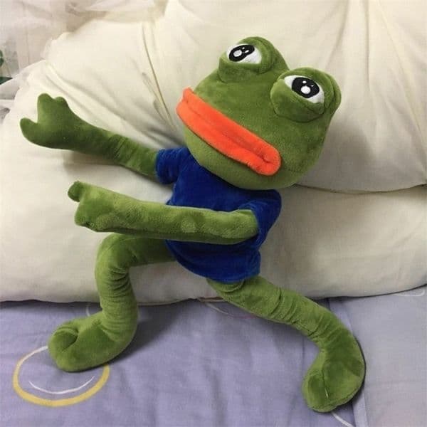 45cm Sad Frog Plush Toy Soft Stuffed Pillow Magic Expression Pepe The Animal Doll Birthday GIfts For Kids 220707 XJ260303