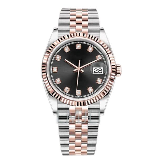 Rose Gold Mens Mechanical Watch 2813 automatic movement Watches Stainless Steel Strap 41mm Black Diamond Dial Top Quality