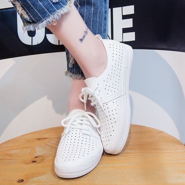 Womens Vulcanized Cut Out PU Leather Oxfords Flats Shoes Ladies Breathable Walking Sneaker Ballet Loafers CUSTOM more style handcrafted leather shoe espadrilles