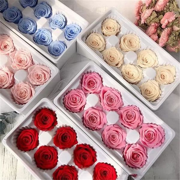 Hot 8pcs/box High Quality Preserved wers Valentines Immortal Rose 5cm Diameter Mothers Day Eternal Life wer Gift Box FY4642