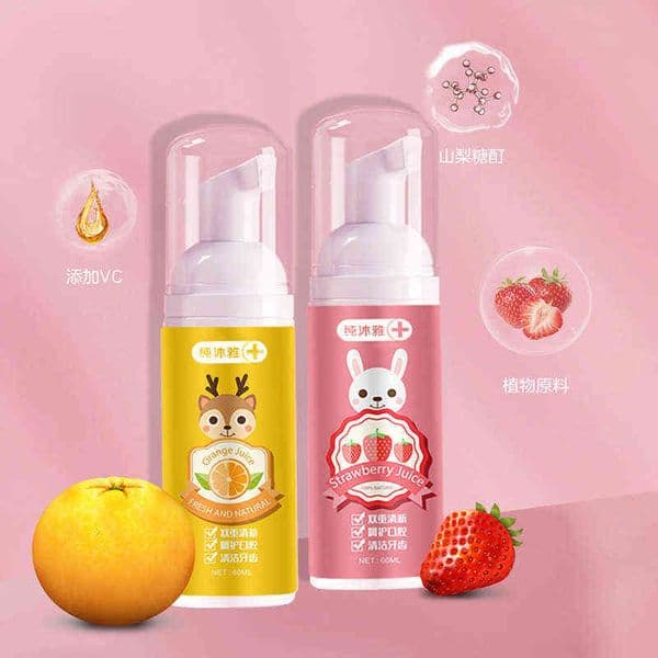 Toothbrush 60ml Strawberry Orange Foaming Toothpaste Destaining Tooth Cleaning Whitening Mousse Baby 0511