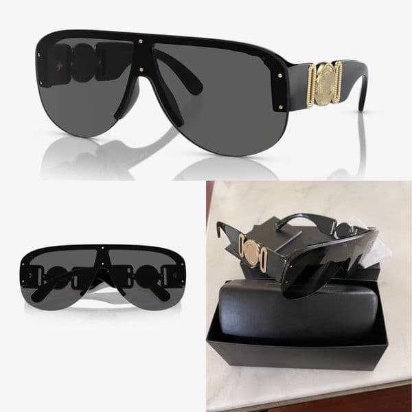 Summer Man Woman Unisex 4391 GB1/87 Sunglasses Men's Black/Gold/Dark Grey Lenses Shield 48mm with box