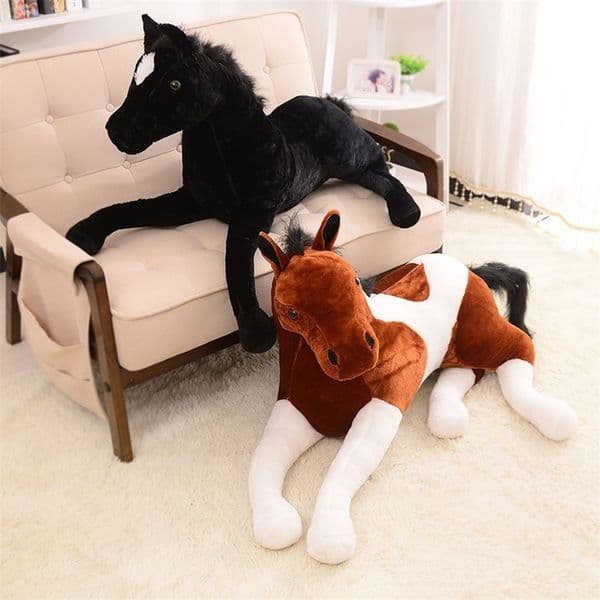 simulation animal 70x40cm horse plush toy prone horse doll for birthday gift LJ201126