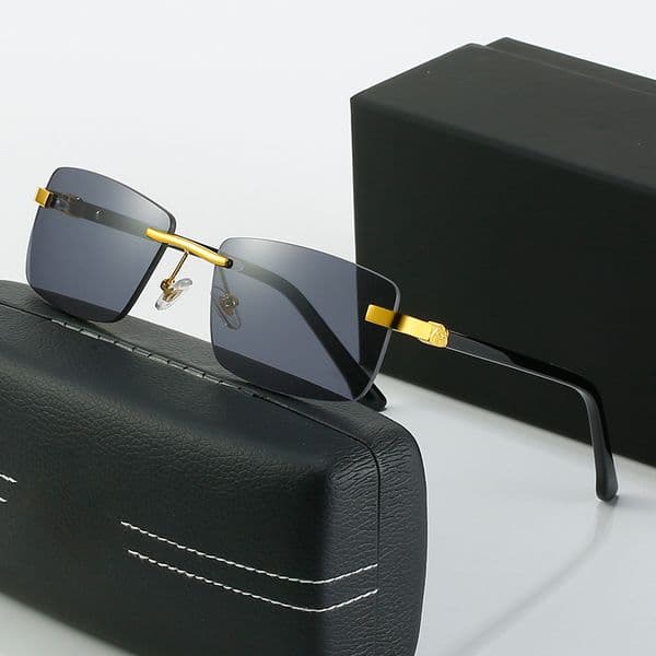 Designer Sunglasses for Women Polarized Glasses Mens Classic Square Plastic Rimless Buffalo Horn Driving Sun Glasses Fashion Black MAYBA Shades UV400 Eyeglasses