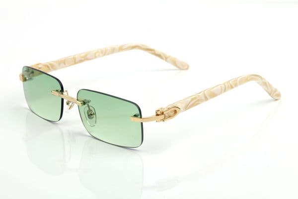 Green Buffalo Horn Glasses Designer Sunglasses for Men Womens Rimless Fashion Sporst Gold Metal White Peach Heart Frames Eyewear Lunettes Gafas Come With Boxes