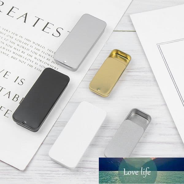 1 Pcs Metal Rectangular Empty Mini Tin Box Tinplate Push Candy Pill Cases Bins Jar Hinged Containers Small Organizer Storage Box