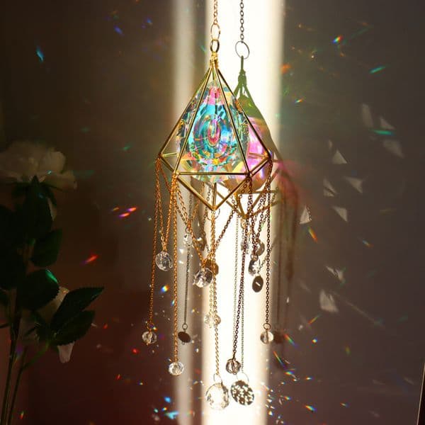 Novelty Items Sun Catcher Crystal Chandelier Illuminator Rainbow Hanging Wind Chimes Home Garden Decoration Inventory Wholesale Lampara De Arana De Cristal