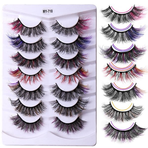 Hand Made Reusable Multilayer Color False Eyelashes Extensions Soft Light Thick Curled 3D Fake Lashes Full Strip Lash Messy Crisscross 8 Models