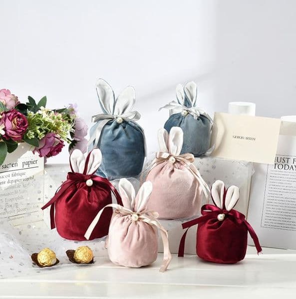 Rabbit Plush Candy Bag Handbags Kids Gift Buckets Party Decoration Veet Bunny Easter Basket