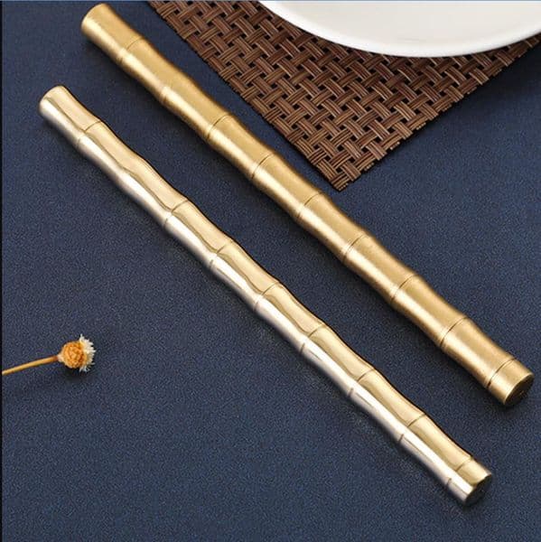 Brass Ballpoint Pens Bamboo Style Luxury Metal Writing Pen Office Business School Gift Gold Custom logo