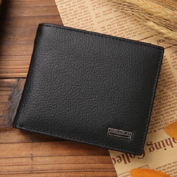 Genuine Leather Men Premium Product Real Cowhide Wallets For Man Short Black Walet Portefeuille Homme 11