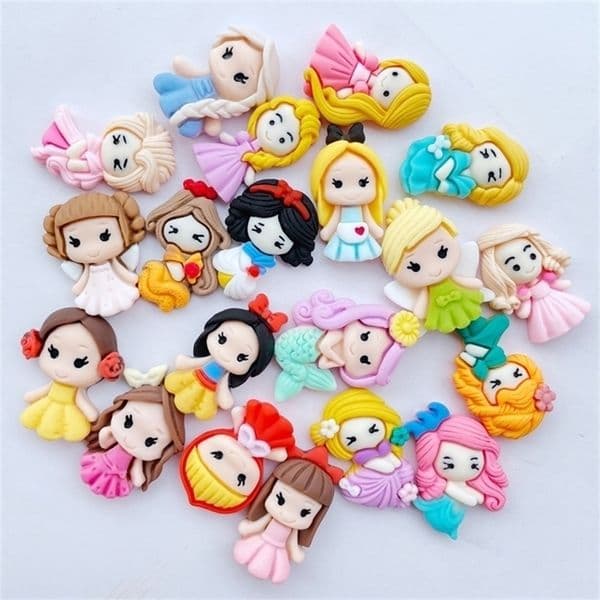 20Pcs Cute Resin Mini Cartoon Princess Flat Back Cabochon Scrapbook Kawaii DIY Embellishments Accessories A58 220628