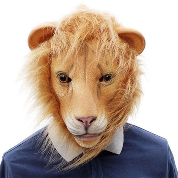 Party Masks Latex Lion Full Face Animal Halloween Masquerade Birthday Cosplay 220826