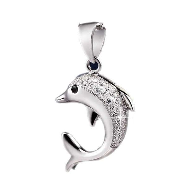 OMHXZJ Wholesale Pendant Necklaces geometric woman man dolphins kpop star fashion 925 sterling silver pendant Charms PE45 NO Chain Necklace