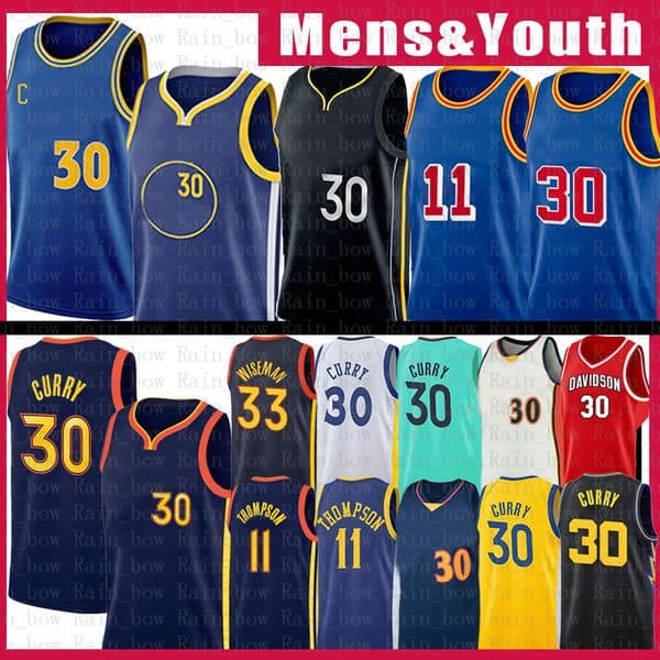 Stephen Curry Basketball Jersey 11 33 30 Klay Thompson Wiseman MVP 75th anniversary Jerseys