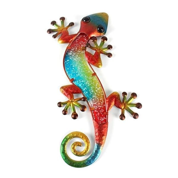 Metal Gecko Wall Decor with Glass for Home Garden Decoration and Miniatures Garden Statues Outdoor Fairy Garden Ornaments Fairy T200117