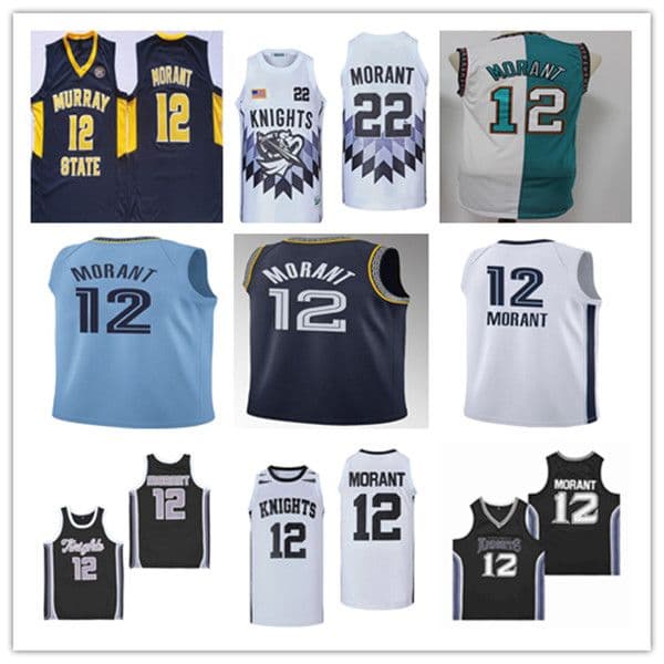 Crestwood Knights High School 12 Ja Morant Basketball Jerseys Team Color Black White Green Navy Yellow Split Murray State Racers Grizzlie Stitched Jersey
