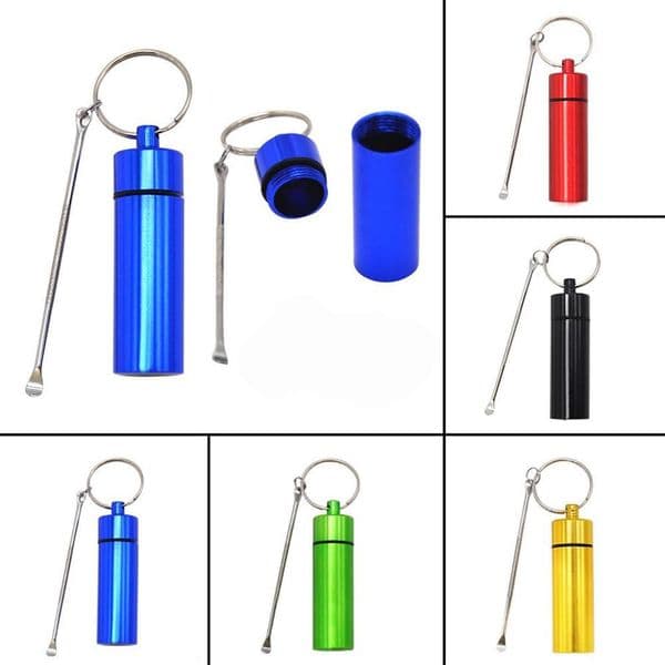 Premium Snorter Aluminum Pill Case bottles Snuff Sniffer Bottle With Metal Spoon Storage Box