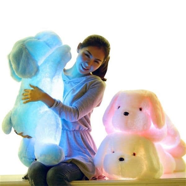 50cm Creative Light Up LED Teddy Dog Stuffed Animals Luminous Plush Toy Colorful Glowing Pillows Christmas Gift for Kids 220425
