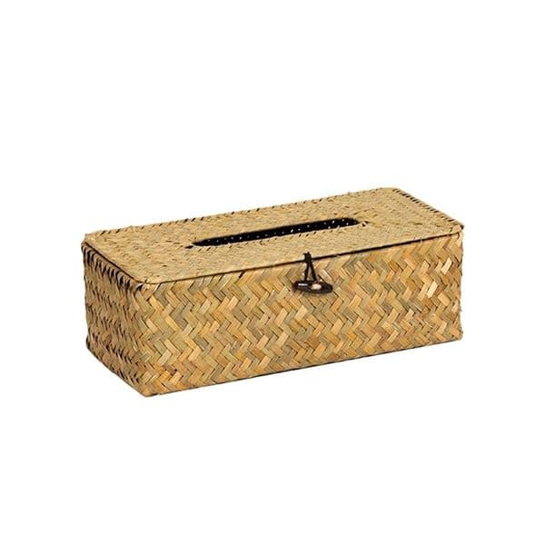 WHISM Hand Knitted Sea Grass Table Napkin Holder Car Tissue Box Cute Napkin Box Tissue Holder Wipes Container for Napkins Paper 210326