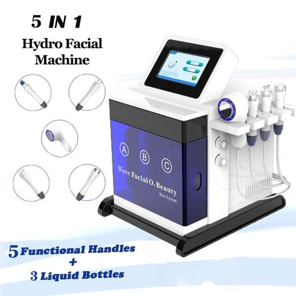 Hydro dermabrasion machines rf microcurrent face lift ultrasound peel bio skin cool hammer cold facial machine 5 PCS handles