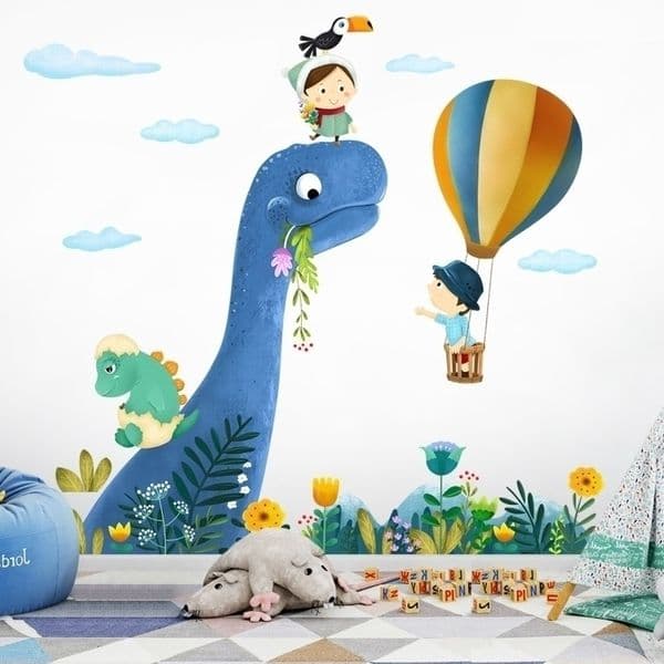 Cartoon Wall Stickers For Kids Rooms Cute little Dinosaur Decal Animal Baby Nursery Home Decor Art Removable Y200103