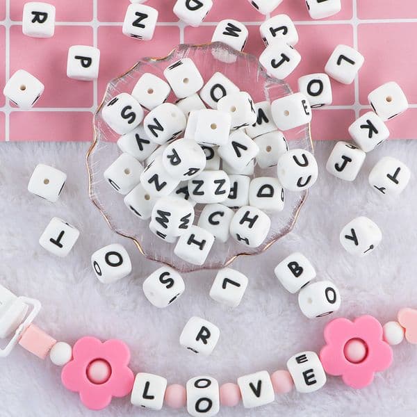 Magnet Toy Magnet Toy Silicone Letter Beads toy for 3 year old Baby Teethers - 100 Pack, 12Mm Teething Accessories For Personalized Pacifier Clips, Bpa-Fr