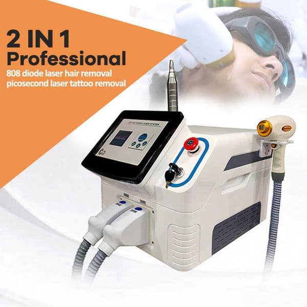 Multi-functional 2 in 1 ND YAG Laser 1064nm532nm Pigment Removal Tattoo Removal+ 808nm Diode Laser Hair Removal Beauty Device