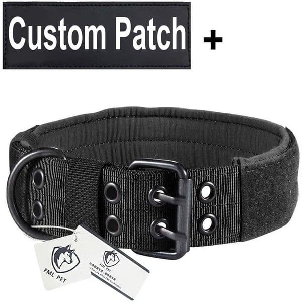 FML Pet Military Tactical Necklace Nylon Adjustable Personalized Dog Collar for Service Dogs Custom Patches Id Tag Training Y200515