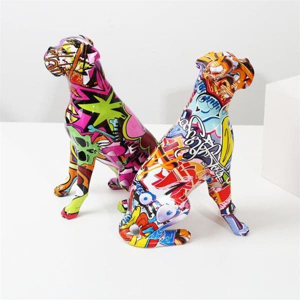 Creative Painted Art Water Transfer Room Color Boxer Dog Decorations Home Entrance Wine Cabinet Office Decor Resin Crafts 220329