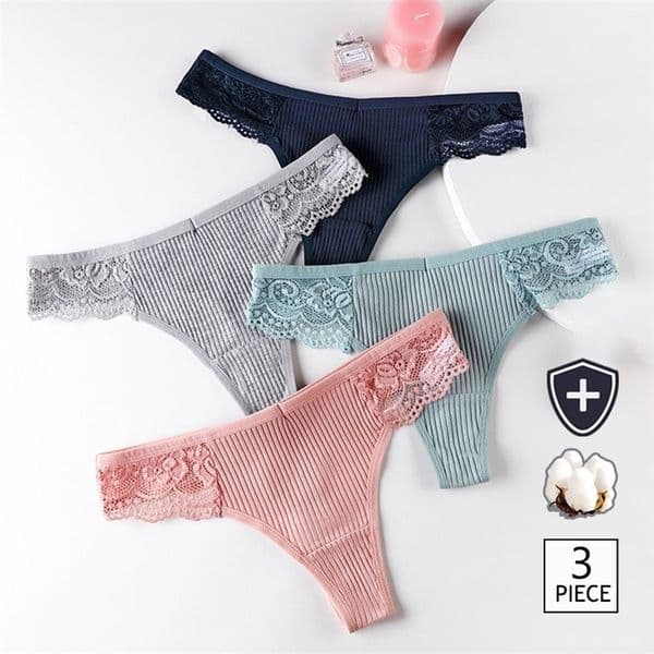 3pcs/Set G-string Panties Cotton Women's Underwear Sexy Panties Female Underpants T-back Thong Solid Color Pantys Lingerie M-XL 220513