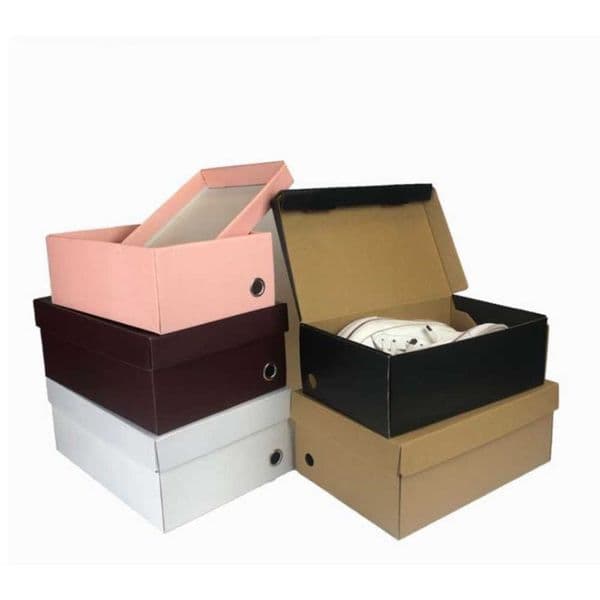 100 Pcs Blank Storage Shoe Box Holder Foldable Corrugated Paper Case For Packaging Shoes