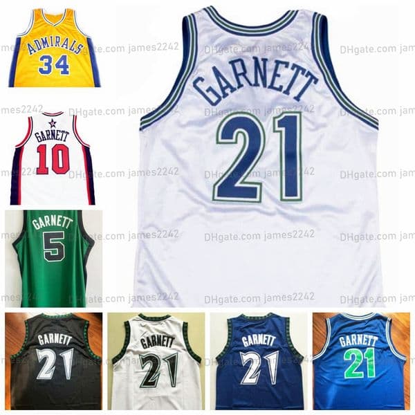 Custom Kevin 34 Garnett Basketball Jersey Admirals High School Jerseys Ed White Blue Black Yellow Any Name Number Size S-4xl