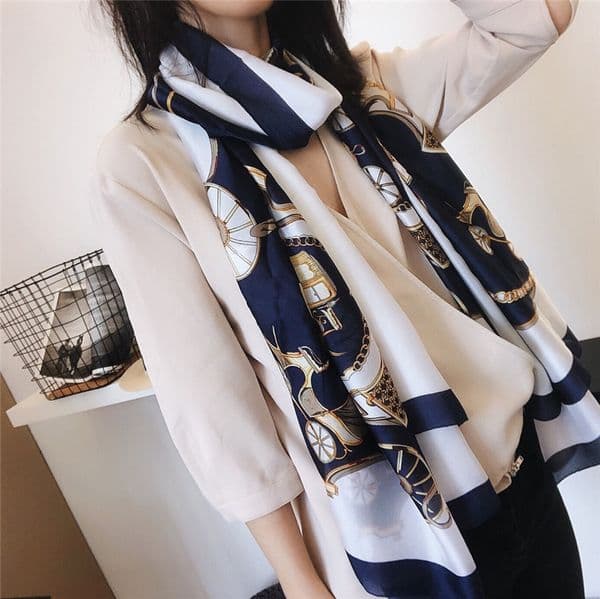 2021 famous designer ms xin design gift scarf high quality 100% silk scarf size 180x90cm