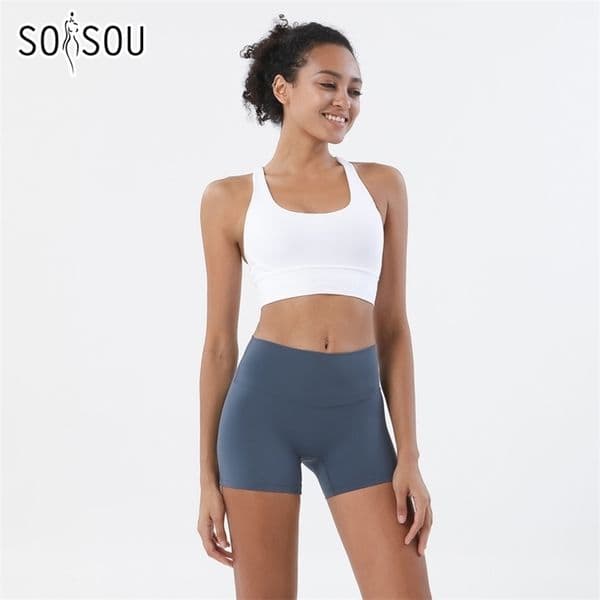 SOISOU Summer Women's Tracksuit Shorts Sets Sexy Bra High Waist Short Sportwear Suit Elastic Set Woman 2 Pieces 220330