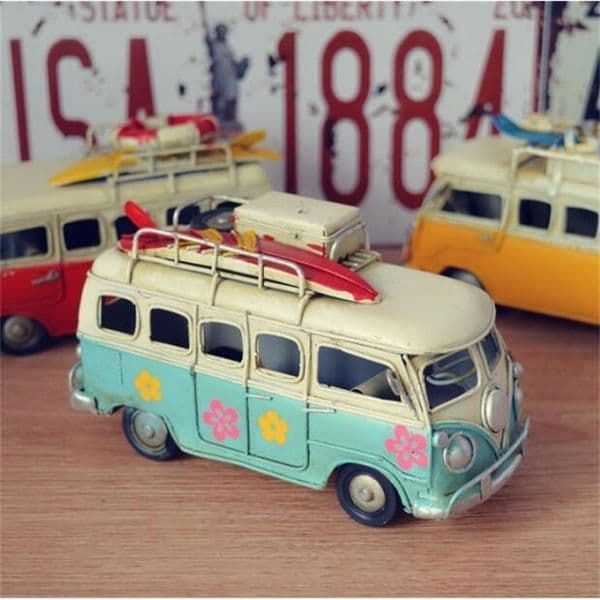 Creative handmade home accessories wrought iron handicrafts retro furnishing bus classic buses LJ200903