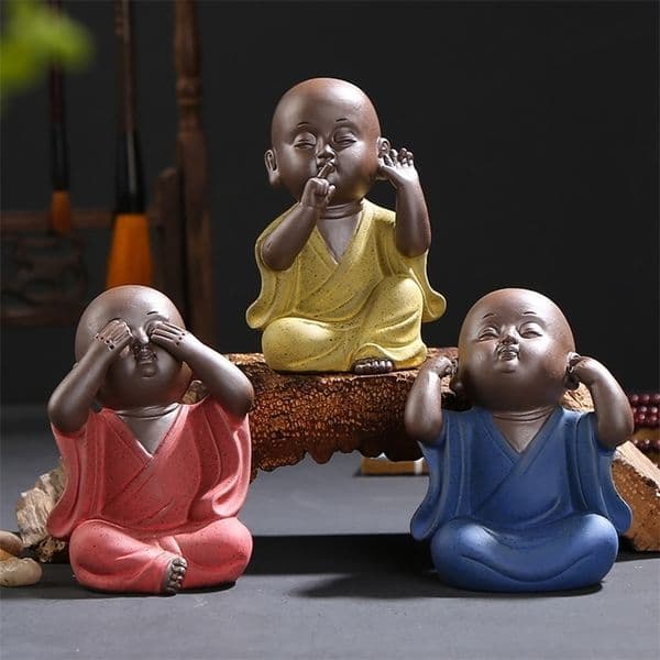Tea pet three not s monk decorative ceramic characters set up a tea table accessories home for life room LJ200904