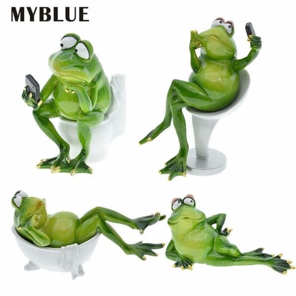 MYBLUE Kawaii Artificial Animal Resin Frogs In Comfortable Life Figurines Home Room Decorations Accessories Modern Crafts 220618