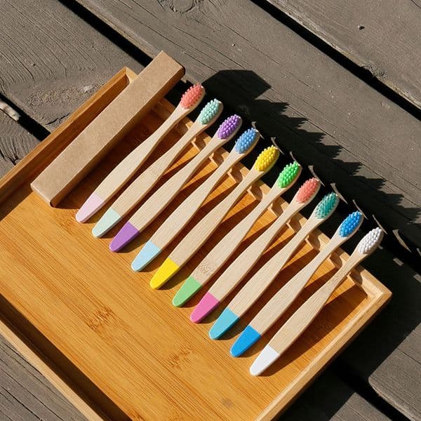 Eco-Friendly Natural Bamboo Flat Handle Kids Toothbrush Healthy Children Toothbrushes Nylon Soft Hair Travel Oral Hygiene Care Cepillo De Dientes Para Ninos