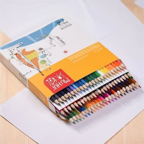 72pcs Colored Pencils Set Watercolor Kit With Portable Slot Case ener Blending Colors Soluable Drawing Sketching Y200709