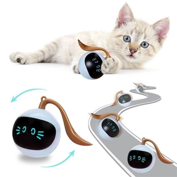 Automatic Cat Ball Toys Interactive Electric USB Rechargeable Self Rotating Indoor Teaser Selfplay Exercise for Pet Kitten 220510