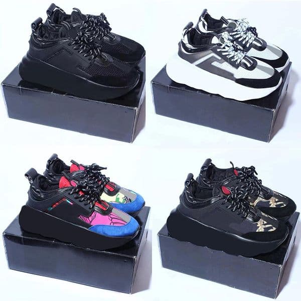 CHAIN REACTION Casual Shoes Designer Sneakers Men Women Platform Sneaker Calfskin Leather Suede Trainers Walking Runner Shoe thumbnail 2